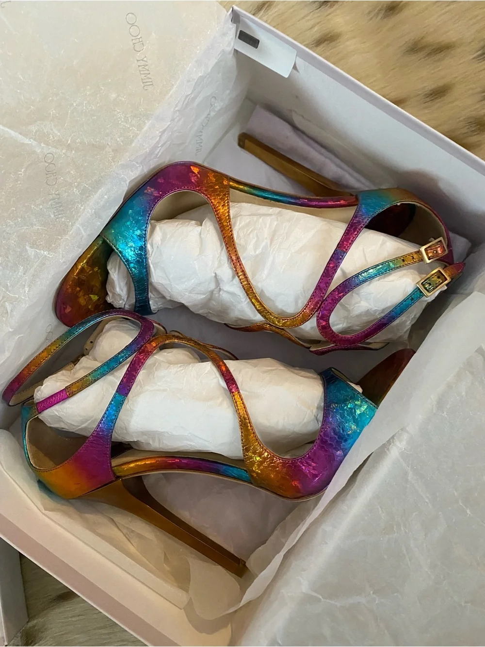 Rare Jimmy Choo Rainbow Panama Stiletto High Heels w Box - Picture 4 of 15